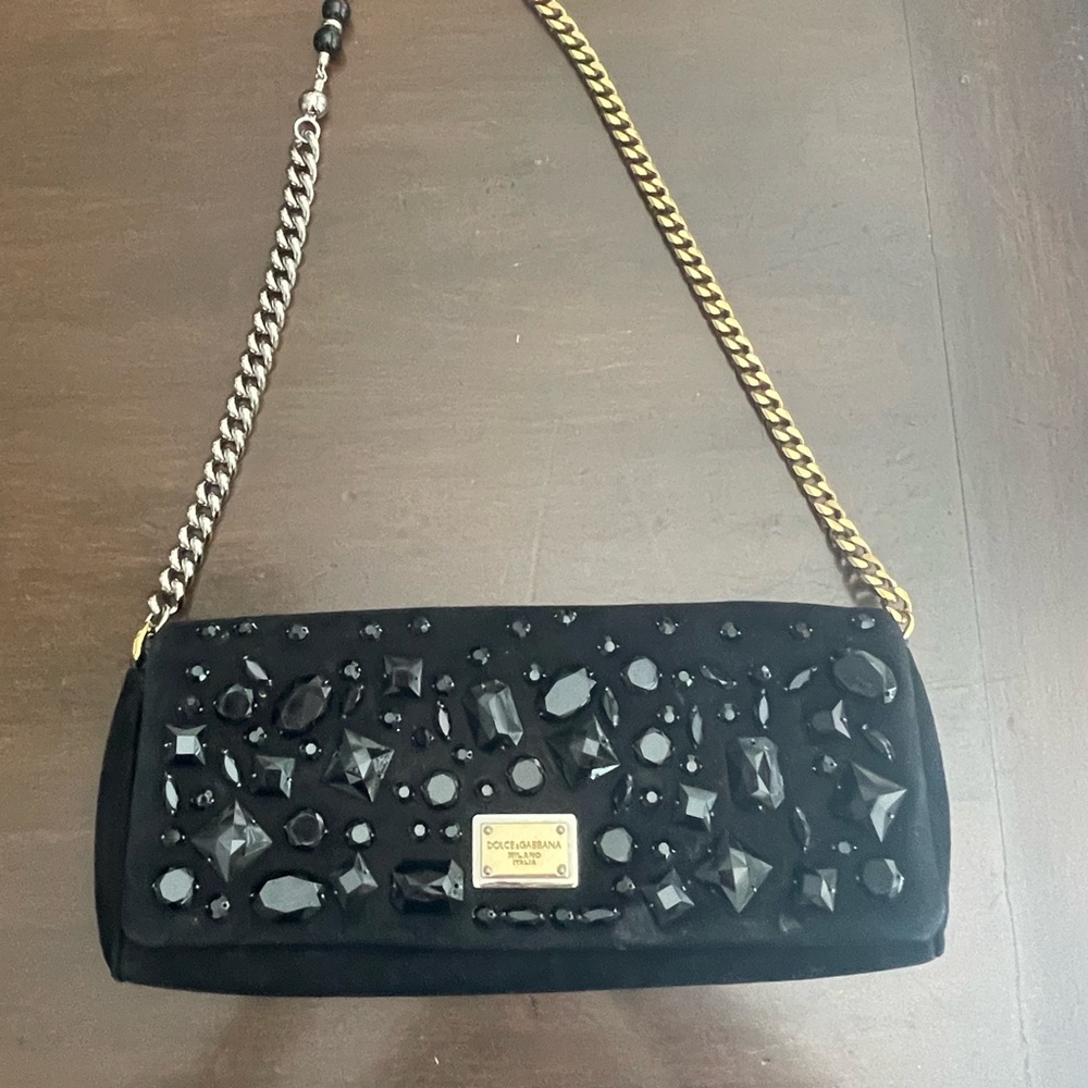 DOLCE & GABBANA EVENING BLACK SUEDE BAG - Picture 5 of 14